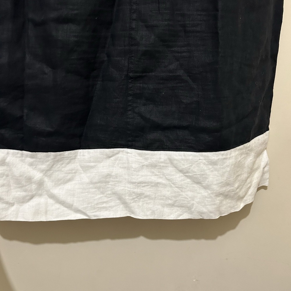 J. Jill 100% Linen Dress XS Black‎ White Color block Sleeveless Pockets Travel - Picture 4 of 8
